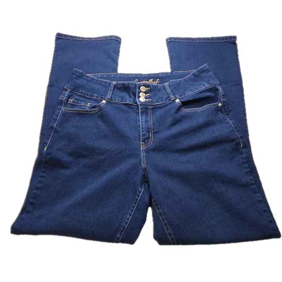 Cooper Flash Denim - Women’s Copperflash High Rise Slim Boot Jeans 14W Stretch Dark Wash Plus Size